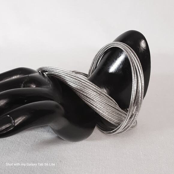 Chunky Bracelet 48 Silver Tone Ultra Thin Intertwined Bangles - Picture 4 of 8